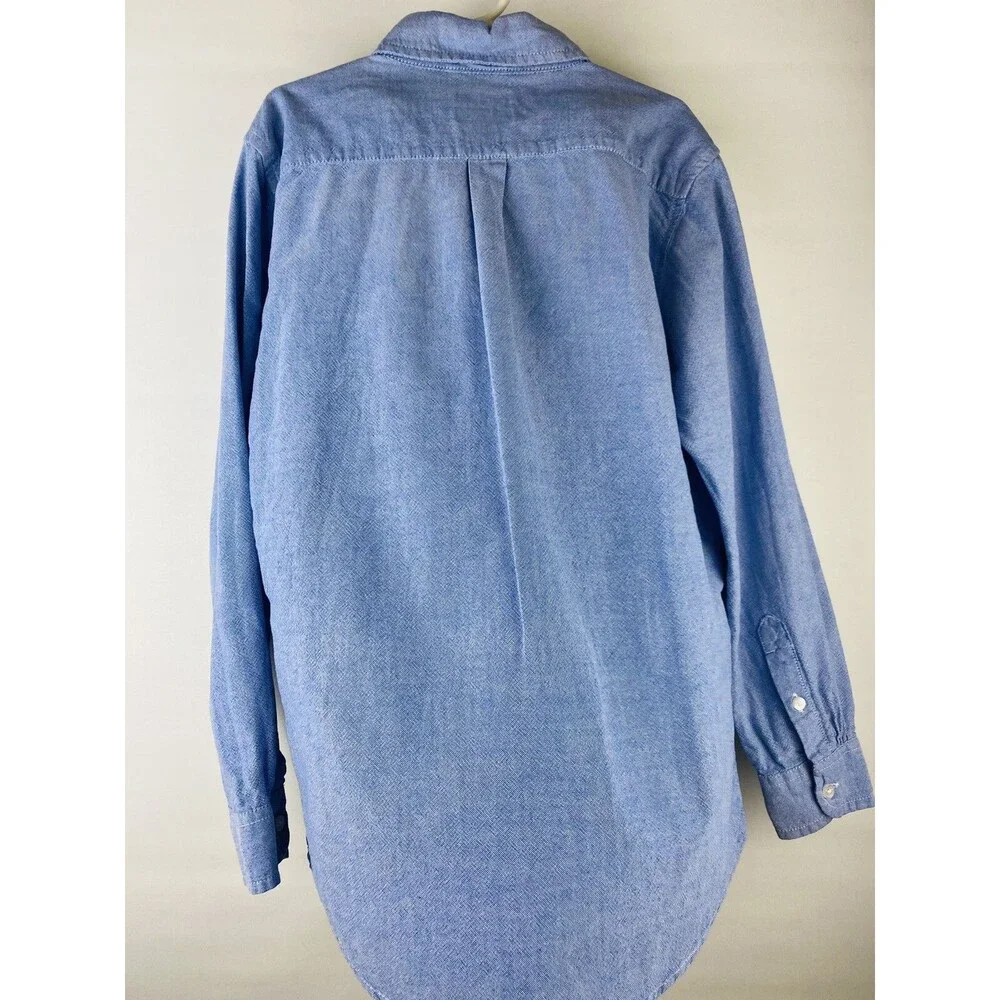 Childrens Place Boys Button Down Denim Shirt M 7/8 Blue Long Sleeve w/Pocket